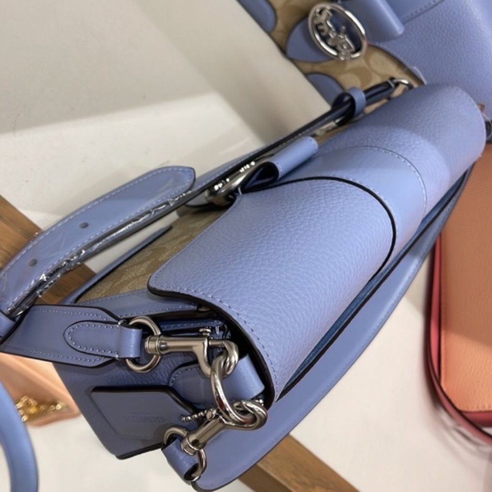 Coach Georgie Shoulder Bag In Signature Canvas Light Khaki / Marble Blue - Picture 11 of 16